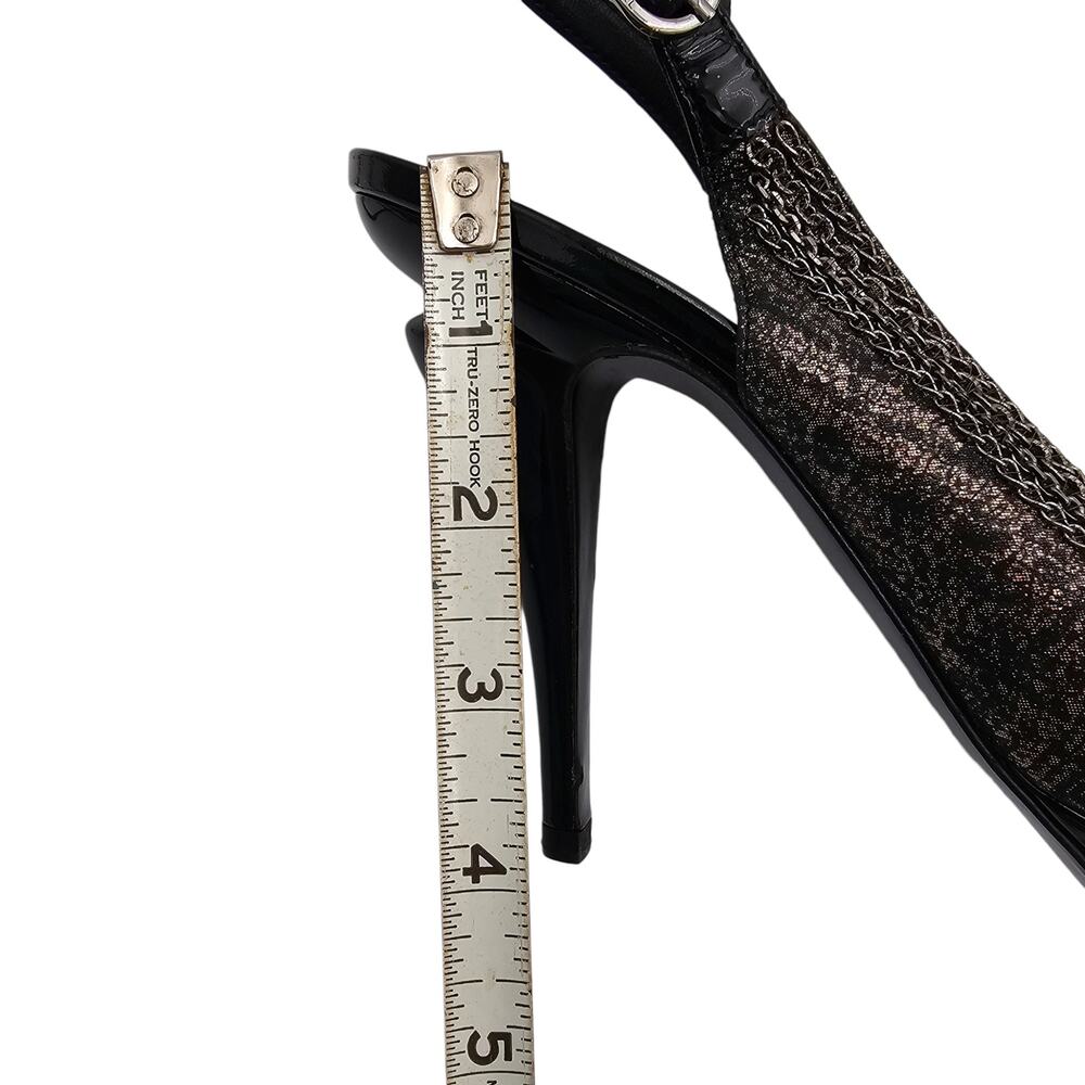 Chanel CC Slingback Chain Heel Pump Black Patent Vintage Gold Size 38.5 US 7.5 8 - Picture 15 of 15